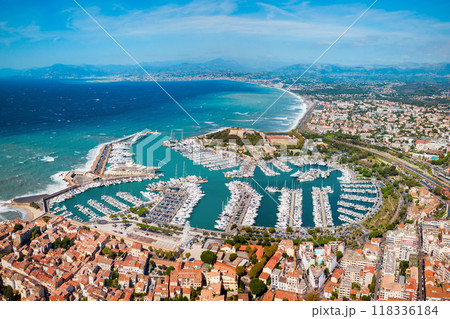 Antibes aerial panoramic view, France 118336184
