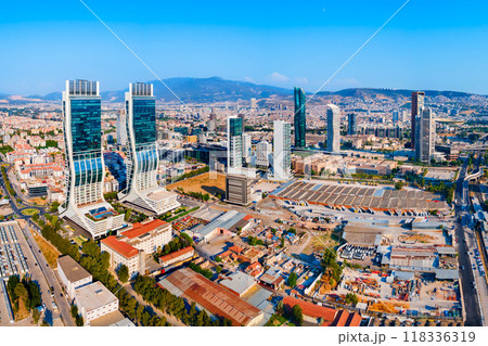 Bayrakli business district aerial panoramic view in Izmir city 118336319