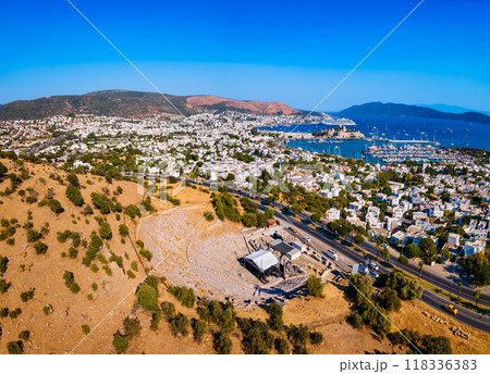 Bodrum Ancient Theatre aerial panoramic view in Turkey 118336383