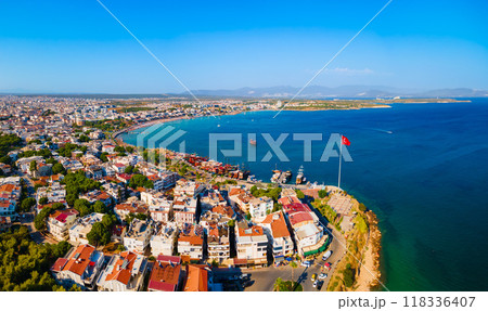 Didim city beach aerial panoramic view in Turkey 118336407