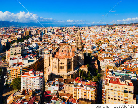 Malaga Cathedral aerial panoramic view in Andalusia, Spain 118336418