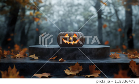 薄暗い夜のハロウィンカボチャ背景素材 薄暗い夜のハロウィンカボチャ背景素材 118336475