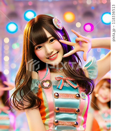 ピースサインの日本女性アイドル 118336513