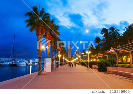 Promenade at the port of Alicante city, Spain Promenade at the port of Alicante city, Spain 118336969
