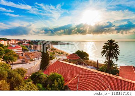 Tarragona city aerial panoramic view in Spain Tarragona city aerial panoramic view in Spain 118337103