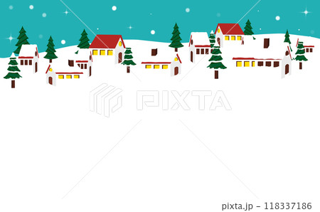 雪降る冬の街  冬のかわいいフレーム素材 118337186