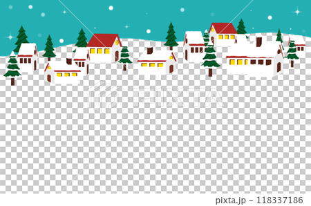 雪降る冬の街  冬のかわいいフレーム素材 118337186