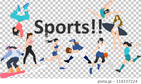スポーツをする女性たちのイラスト スポーツをする女性たちのイラスト 118337224