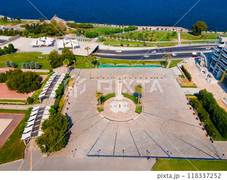 Izmir Clock Tower aerial view in Izmir city, Turkey 118337252
