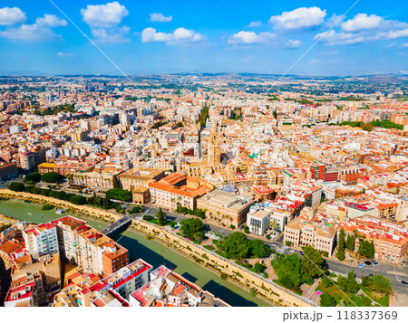 Murcia city aerial panoramic view in Spain Murcia city aerial panoramic view in Spain 118337369