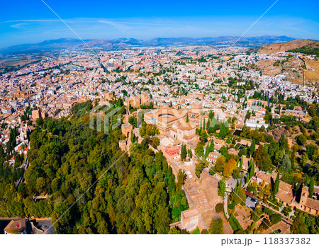 The Alhambra aerial panoramic view in Granada, Spain The Alhambra aerial panoramic view in Granada, Spain 118337382