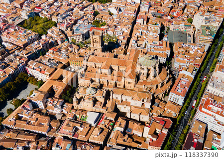 Granada Cathedral city aerial panoramic view in Spain Granada Cathedral city aerial panoramic view in Spain 118337390