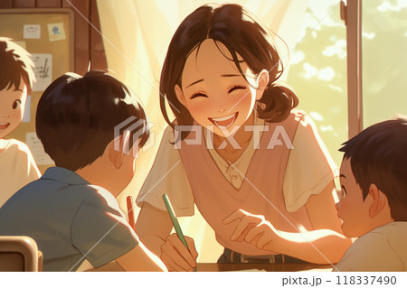 子供達に教える小学校の教師_イラスト2 118337490