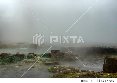 Steam over hot spring 118337785