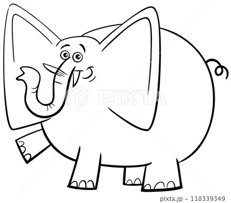 funny cartoon elephant animal character coloring page 118339349