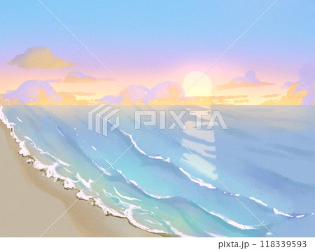 朝焼けの空と海のイラスト 朝焼けの空と海のイラスト 118339593