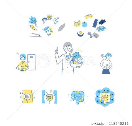 良い状態の腸・悪い状態の腸いろいろ　セット 118340211