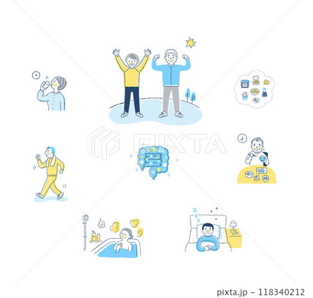 健康的な生活習慣のイメージ　セット 118340212