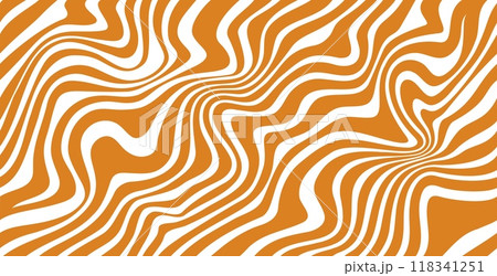 Swirl caramel pattern, seamless wavy peanut background with wavy lines in orange and white. Vector sweet candy abstract psychedelic texture, distorted ornament with flowing peanut butter wave effect Swirl caramel pattern, seamless wavy peanut background with wavy lines in orange and white. Vector sweet candy abstract psychedelic texture, distorted ornament with flowing peanut butter wave effect 118341251
