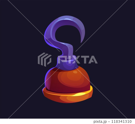 Cartoon pirate hook, captain or corsair sailor hand prosthesis. Isolated vector menacing weapon crafted from shiny metal. Dangerous buccaneer accessory symbolizes adventure, danger and daring spirit 118341310