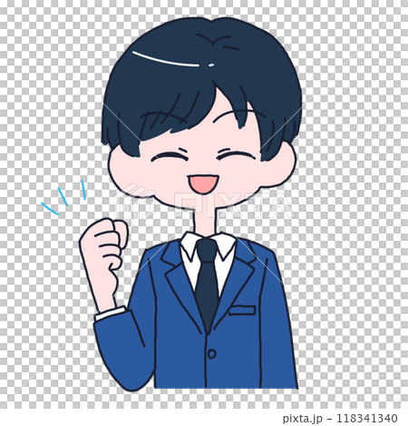 Illustration of a man in a suit making a fist pump Illustration of a man in a suit making a fist pump 118341340