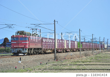 北陸本線　福岡ー石動　JR貨物　EF81-117（富山） 118341414