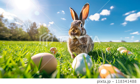 Easter Bunny in a Sunny Meadow 118341488