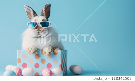 Cool Bunny in Sunglasses for Easter 118341505