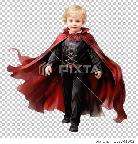 A Young Boy Dressed as a  Medieval Nobleman with a Red Cape 118341902