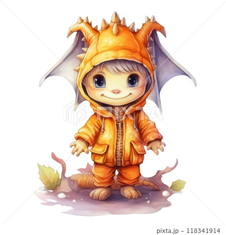 A Cute Orange Dragon-Like Creature Wearing a Hoodie A Cute Orange Dragon-Like Creature Wearing a Hoodie 118341914