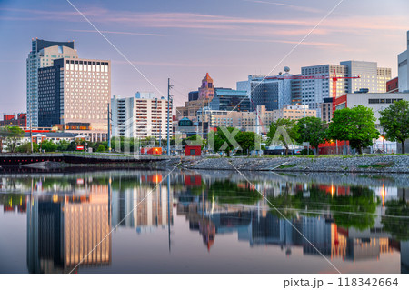 Rochester, Minnesota, USA cityscape on the Zumbro River Rochester, Minnesota, USA cityscape on the Zumbro River 118342664