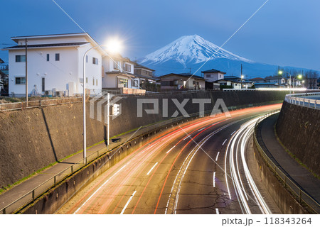 Mt. Fuji, Japan with Highways at Twilight Mt. Fuji, Japan with Highways at Twilight 118343264