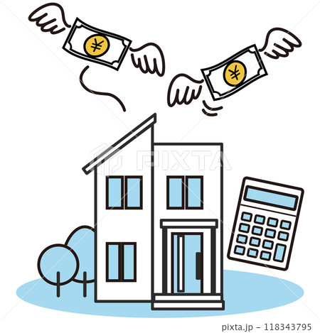 住宅ローン 線画 住宅ローン 線画 118343795