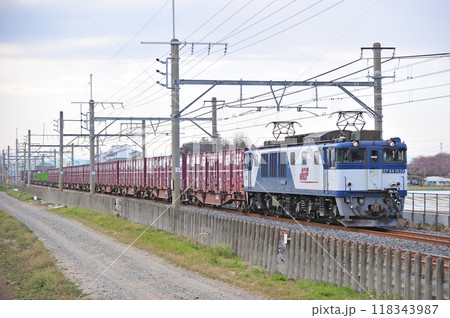 高崎線　岡部ー深谷　JR貨物　EF64-1034（愛知） 118343987
