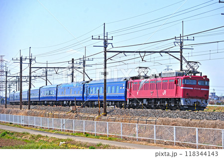 東北本線　東鷲宮ー栗橋　JR東日本　EF81-98（田端）＋24系（尾久）　黒磯訓練 118344143