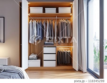 住宅イメージ 整理整頓されたクローゼット 住宅イメージ 整理整頓されたクローゼット 118345299