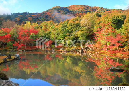 【京都府】シンメトリーな嵐山天龍寺の紅葉（曹源池庭園） 118345332