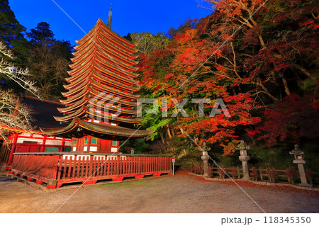 【奈良県】談山神社の紅葉ライトアップ（十三重塔） 118345350