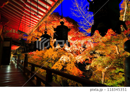 【奈良県】談山神社拝殿から見た紅葉ライトアップ 【奈良県】談山神社拝殿から見た紅葉ライトアップ 118345351