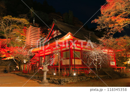 【奈良県】談山神社の紅葉ライトアップ(十三重塔と神廟拝所) 【奈良県】談山神社の紅葉ライトアップ(十三重塔と神廟拝所) 118345358