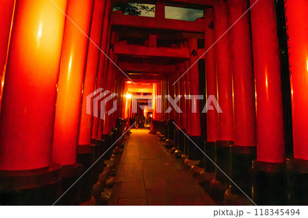 Fushimi Inari Taisha by night, in Kyoto, Japan 118345494