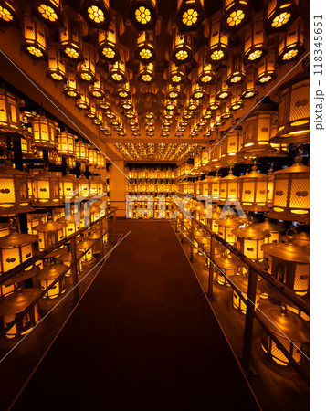 Torodo Hall, the Hall of Lanterns, in Okunoin, Wakayama, Japan 118345651