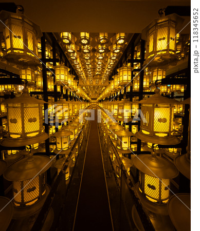 Torodo Hall, the Hall of Lanterns, in Okunoin, Wakayama, Japan 118345652