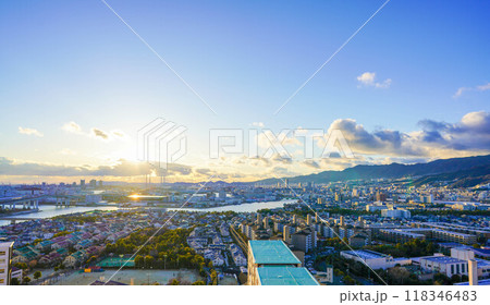 芦屋から眺める神戸と六甲山 芦屋から眺める神戸と六甲山 118346483