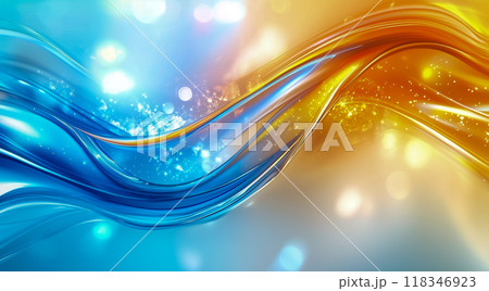 発光するオレンジと青の線を伴う高速の光の流れ 118346923