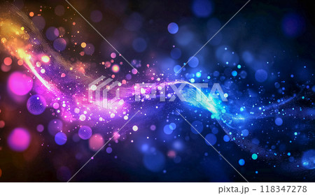 粒子と光の流れを伴う抽象的なデジタル波、柔らかな青い輝きと流れる動き 粒子と光の流れを伴う抽象的なデジタル波、柔らかな青い輝きと流れる動き 118347278