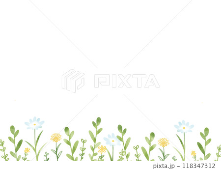 水彩風　ナチュラルな花と葉の背景イラスト 118347312