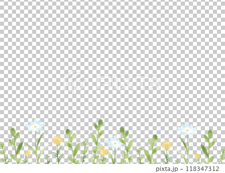 水彩風　ナチュラルな花と葉の背景イラスト 118347312