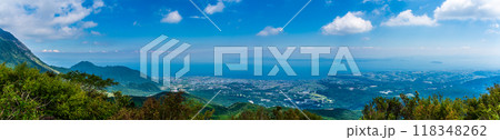 新緑の仁田峠第二展望所からの眺め　パノラマ　【長崎県雲仙市】 118348262