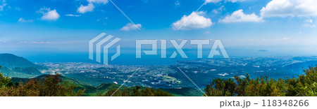 新緑の仁田峠第二展望所からの眺め パノラマ 【長崎県雲仙市】 新緑の仁田峠第二展望所からの眺め パノラマ 【長崎県雲仙市】 118348266